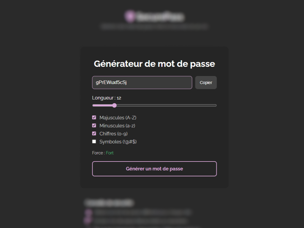 Générateur de mot de passe